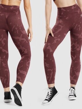 Gymshark Adapt Camo Seamless Leggings Plum Cherry Brown XL